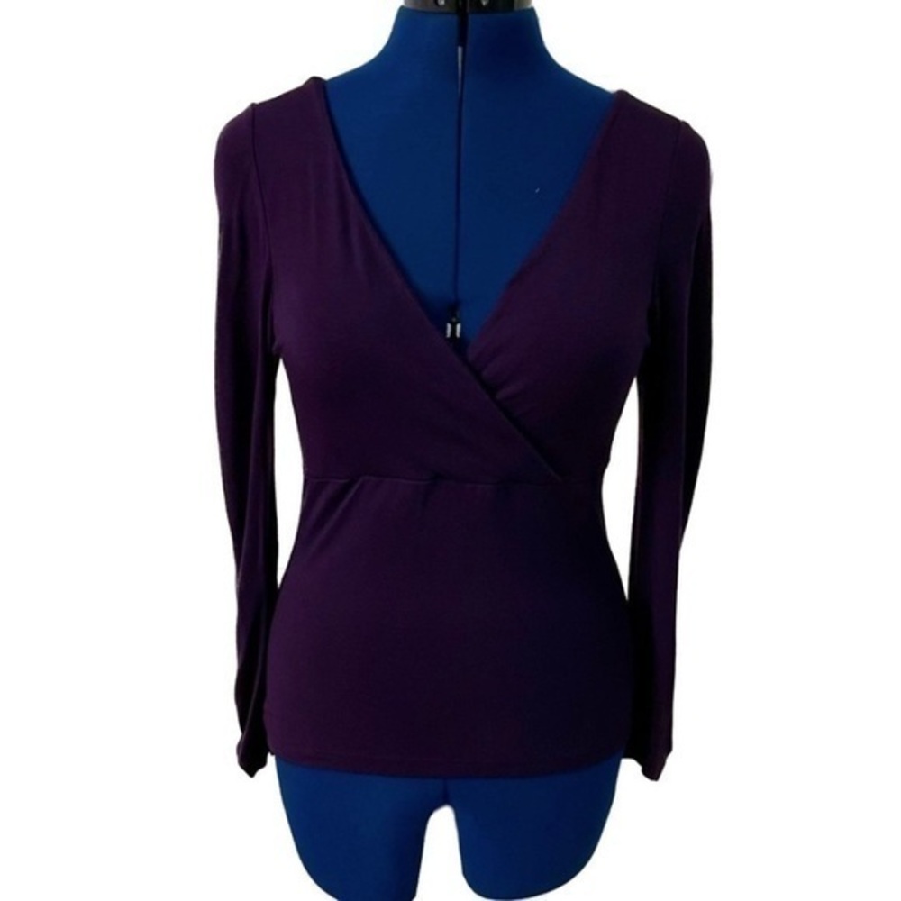 Forever 21 - Long Sleeve Deep Purple V-Neck Shirt - Medium